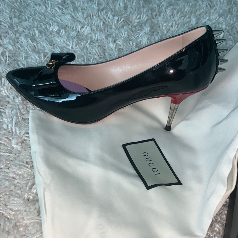 Gucci Vernice crystal Sadie - Black 37.5 spike - Picture 2 of 8